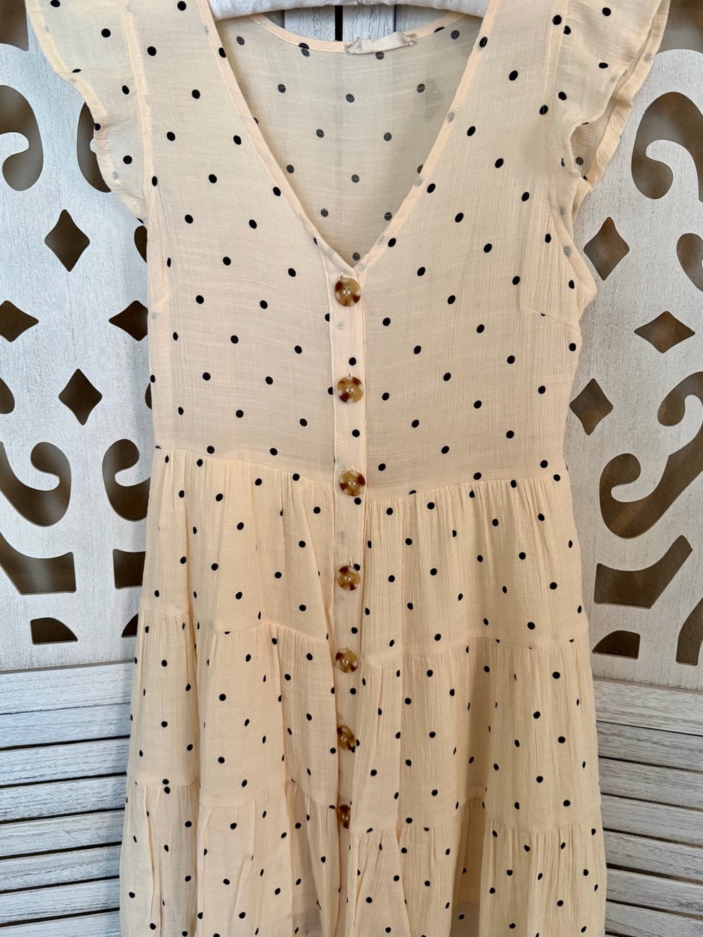 Altar'd State Cream Dress with Black Polka Dots